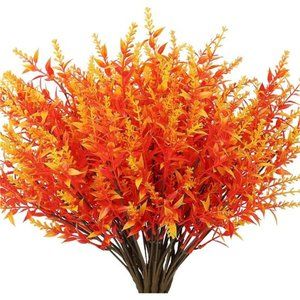 8 Bundles Artificial Flowers Outdoor UV Resistant Outdoors Fake Plants Plastic
